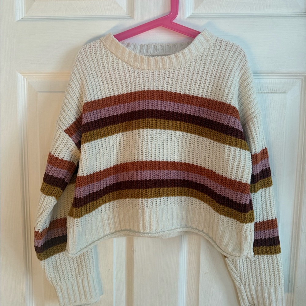 Striped Cream and Brown Sweater for Tweens